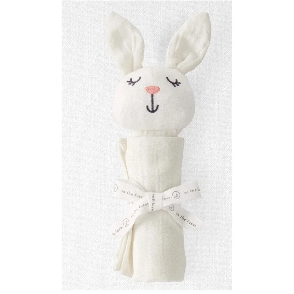 Carter's Baby Organic Cotton Bunny Lovey Muslin Plush Blanket Little Planet NWT